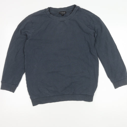 Topshop Women’s Blue Pullover Sweatshirt UK 6 Cotton Blend
