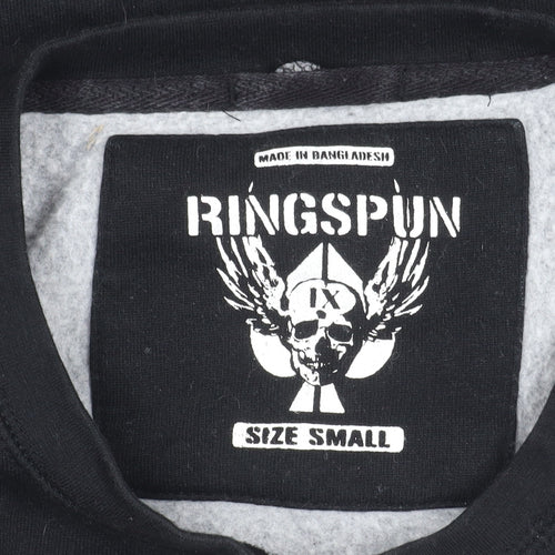 Ringspun Men’s Black Graphic Sweatshirt Small Pullover Biker Retro
