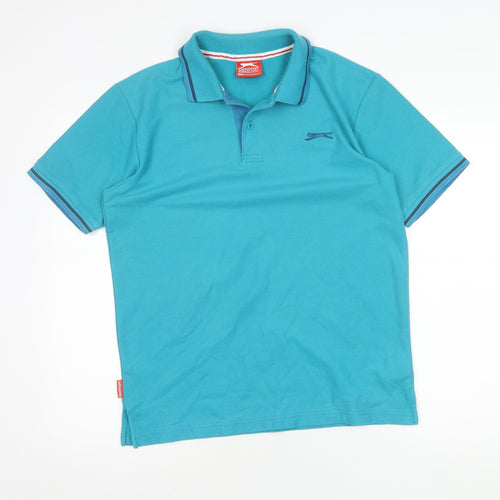 Slazenger Men’s Blue Polo Shirt M Regular Fit Casual Sportswear