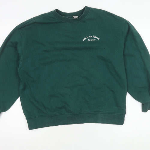 Divided Womens Green Logo Sweatshirt S Regular Fit Pullover Crew Neck