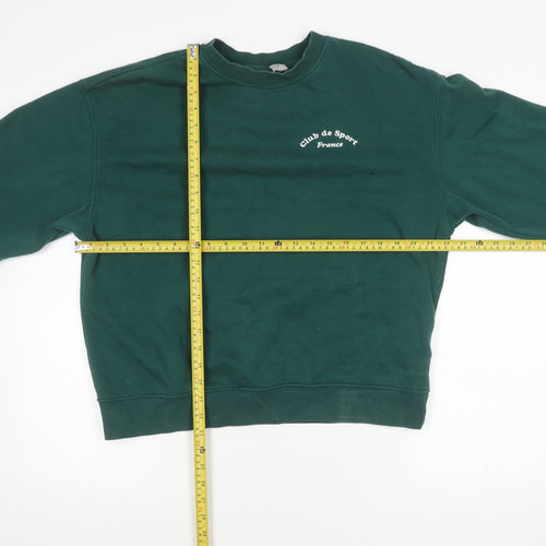 Divided Womens Green Logo Sweatshirt S Regular Fit Pullover Crew Neck