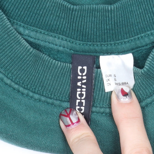 Divided Womens Green Logo Sweatshirt S Regular Fit Pullover Crew Neck