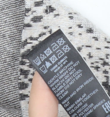 Marks and Spencer Women Grey Animal Print Long Sleeve Shift Dress Size 14