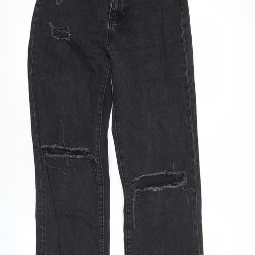 Primark Women’s Black Distressed Straight Leg Jeans Size 6 Regular