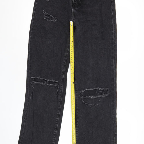 Primark Women’s Black Distressed Straight Leg Jeans Size 6 Regular