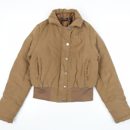 PrettyLittleThing Women Brown Size 4 Cropped Puffer Jacket