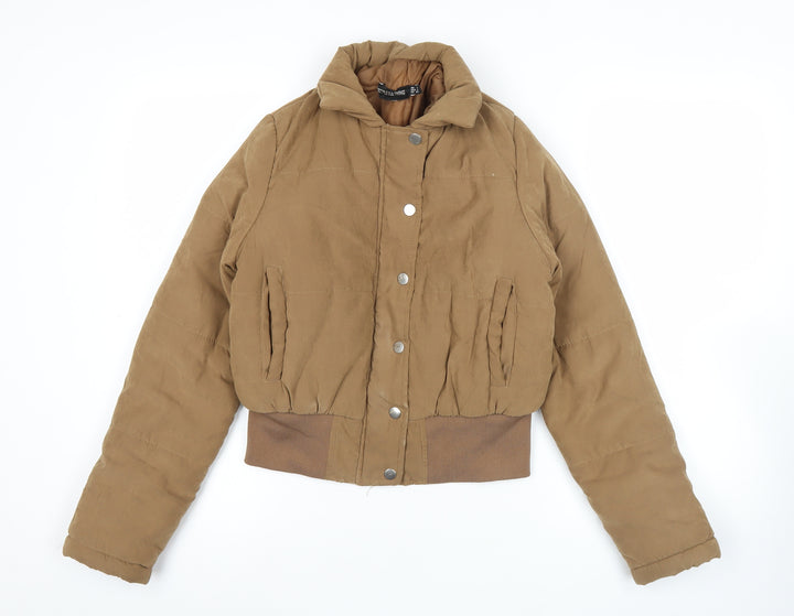 PrettyLittleThing Women Brown Size 4 Cropped Puffer Jacket
