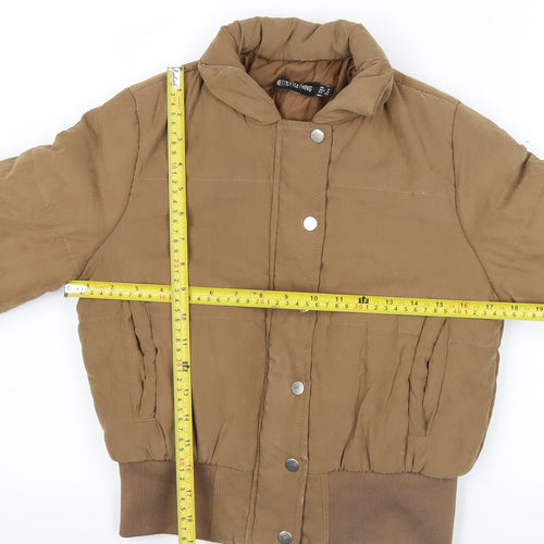 PrettyLittleThing Women Brown Size 4 Cropped Puffer Jacket