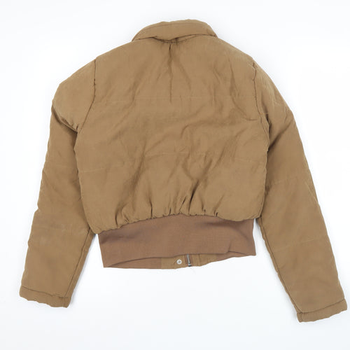 PrettyLittleThing Women Brown Size 4 Cropped Puffer Jacket