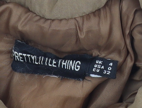 PrettyLittleThing Women Brown Size 4 Cropped Puffer Jacket