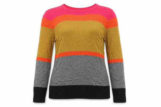 Front view of Jonathan Saunders Women’s Multicolour Striped Cardigan, size UK 12