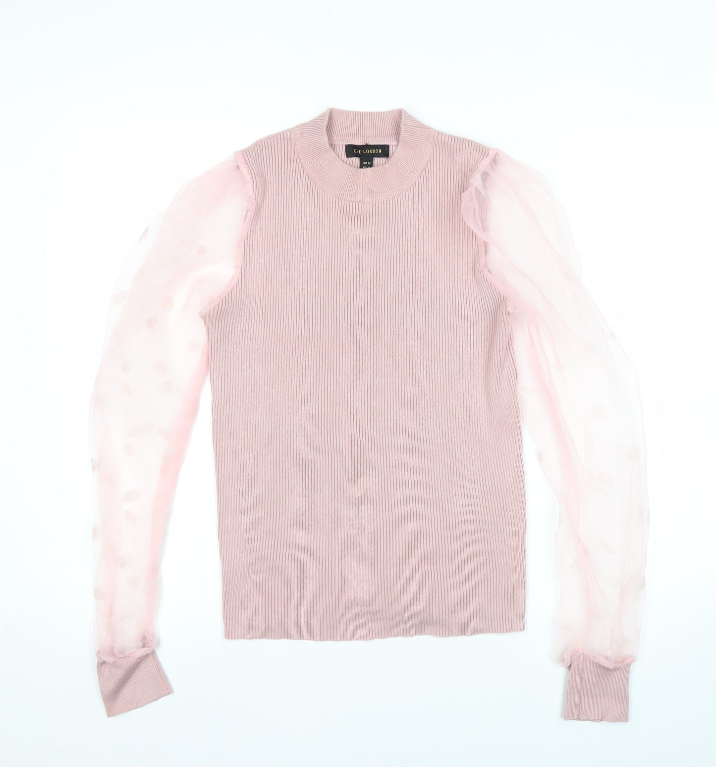QED London Womens Pink Crew Neck Puff Sleeve Jumper Size M