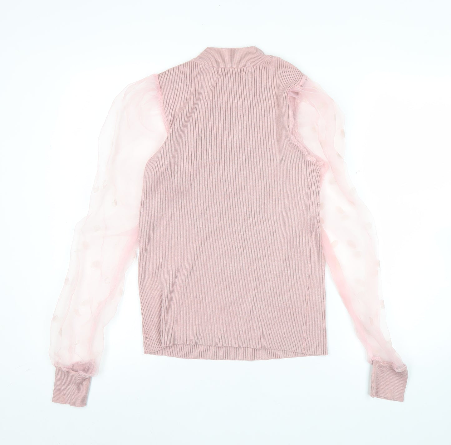 QED London Womens Pink Crew Neck Puff Sleeve Jumper Size M
