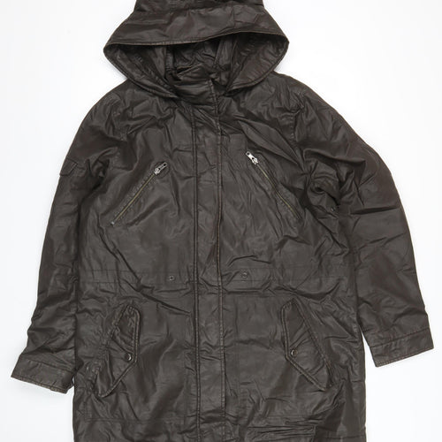 Papaya Women’s Brown Size 16 Hooded Parka Coat Cotton Mid Length