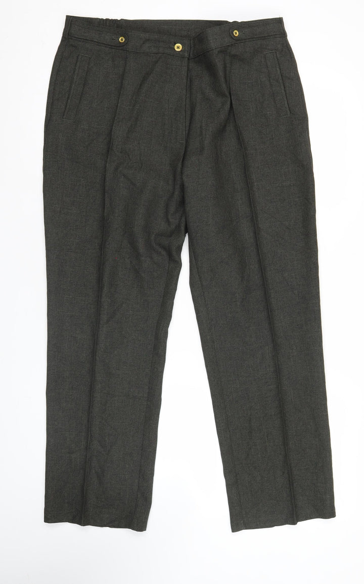 Marks and Spencer Women's Green Polyester Blend Pleated Work Trousers XL