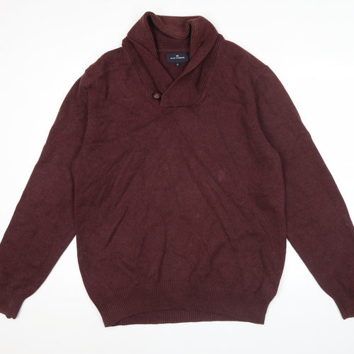 Marks and Spencer Mens Red XL Collared Cotton Pullover Jumper
