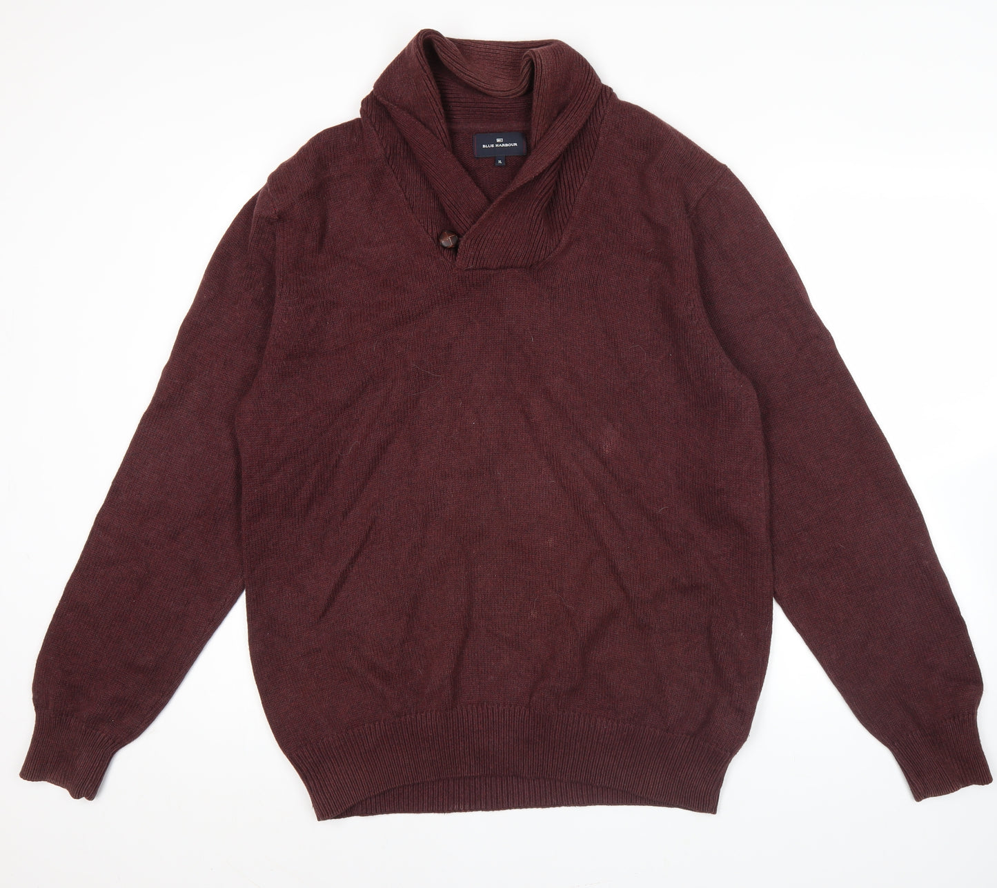 Marks and Spencer Mens Red XL Collared Cotton Pullover Jumper