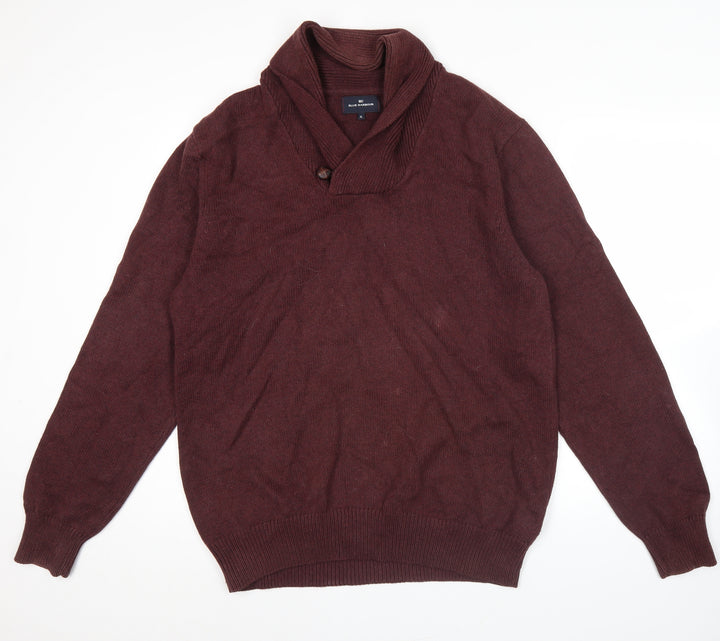 Marks and Spencer Mens Red XL Collared Cotton Pullover Jumper