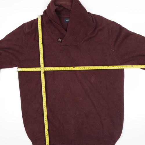 Marks and Spencer Mens Red XL Collared Cotton Pullover Jumper