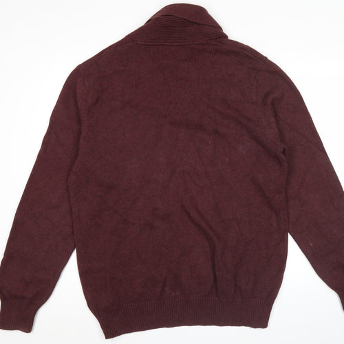 Marks and Spencer Mens Red XL Collared Cotton Pullover Jumper