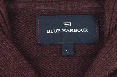 Marks and Spencer Mens Red XL Collared Cotton Pullover Jumper