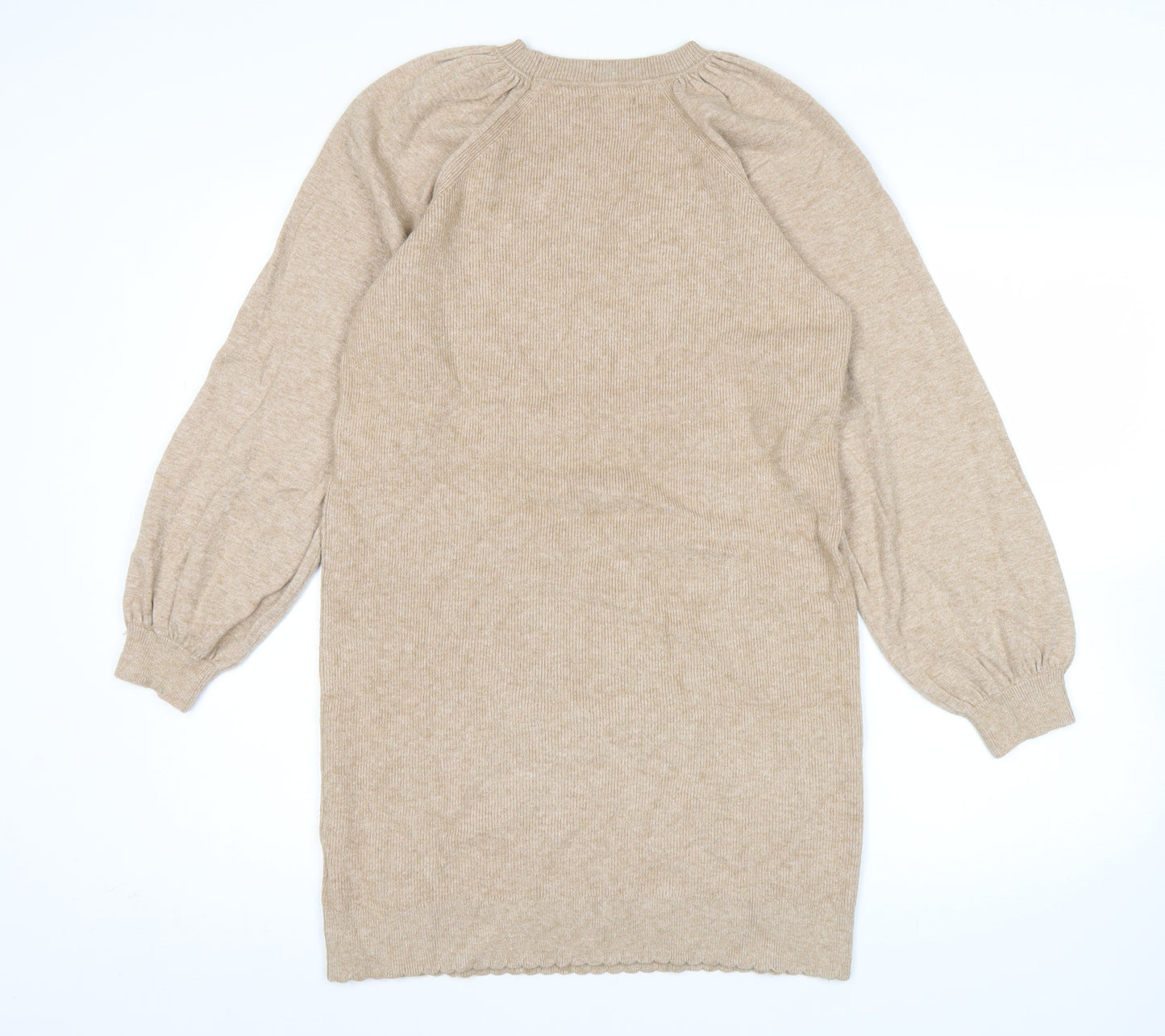 Oliver Bonas Women Beige Size 8 Tunic Jumper Long Sleeve Knit