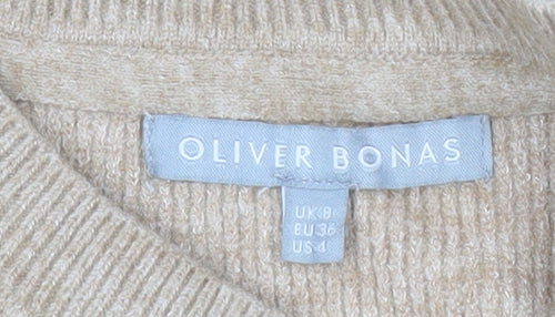Oliver Bonas Women Beige Size 8 Tunic Jumper Long Sleeve Knit
