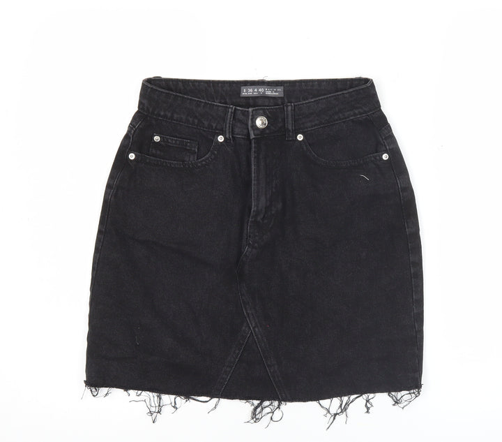 Denim Co. Women Black Size 8 High Rise Denim Mini Skirt