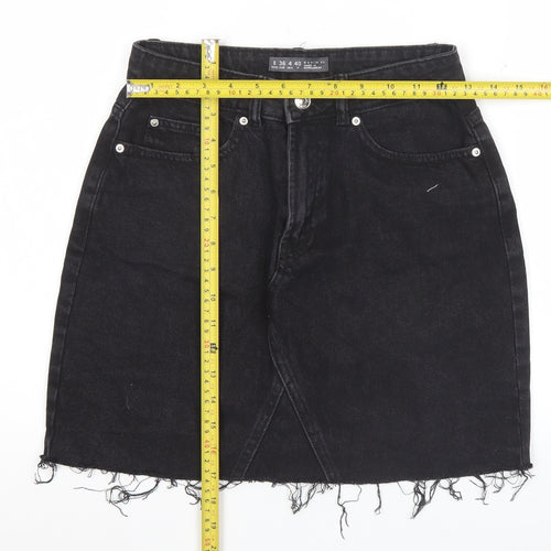 Denim Co. Women Black Size 8 High Rise Denim Mini Skirt