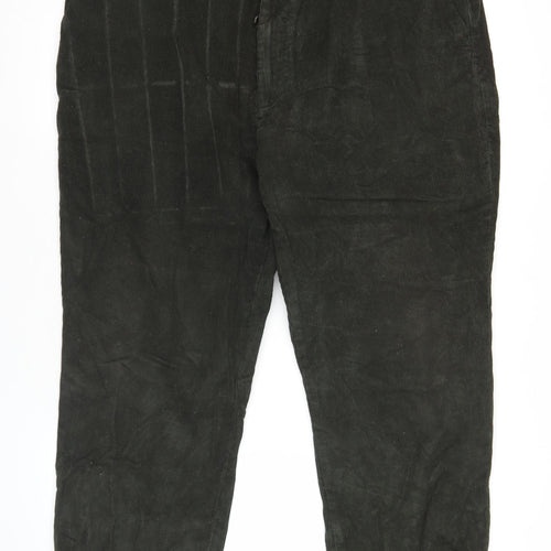 James Pringle Mens Black Corduroy Trousers 40W 31L Straight Leg