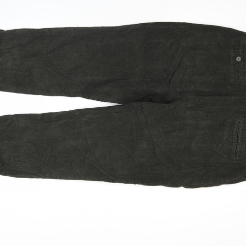 James Pringle Mens Black Corduroy Trousers 40W 31L Straight Leg
