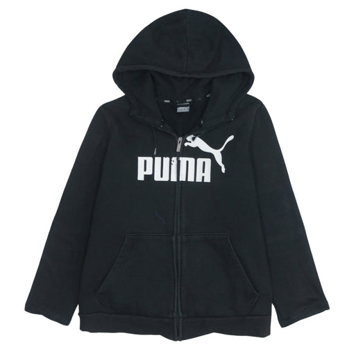 Puma Mens Black XL Full Zip Hoodie Logo Print Sportswear