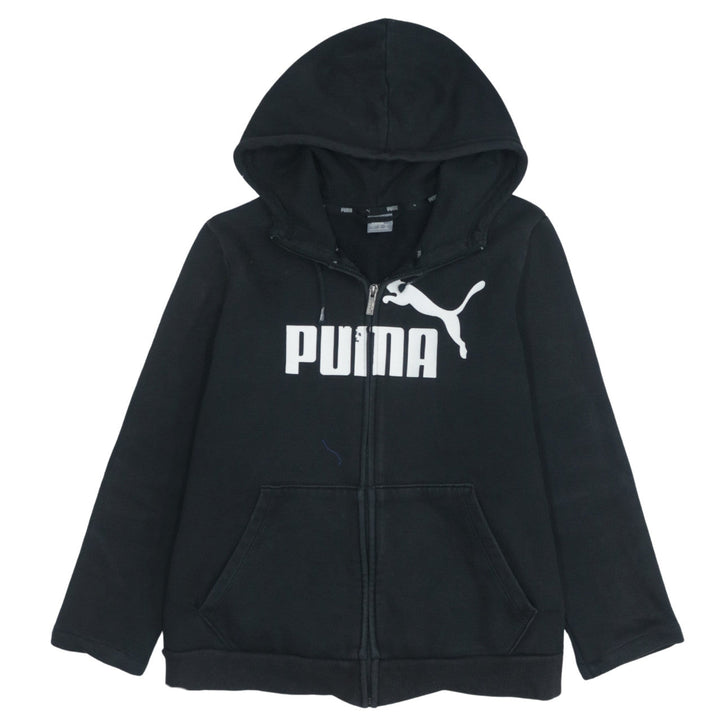 Puma Mens Black XL Full Zip Hoodie Logo Print Sportswear