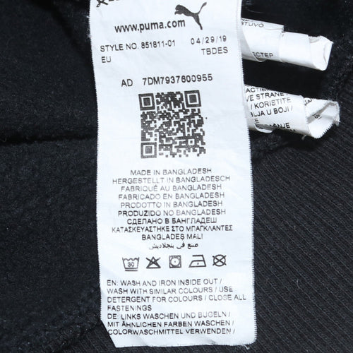 Puma Mens Black XL Full Zip Hoodie Logo Print Sportswear