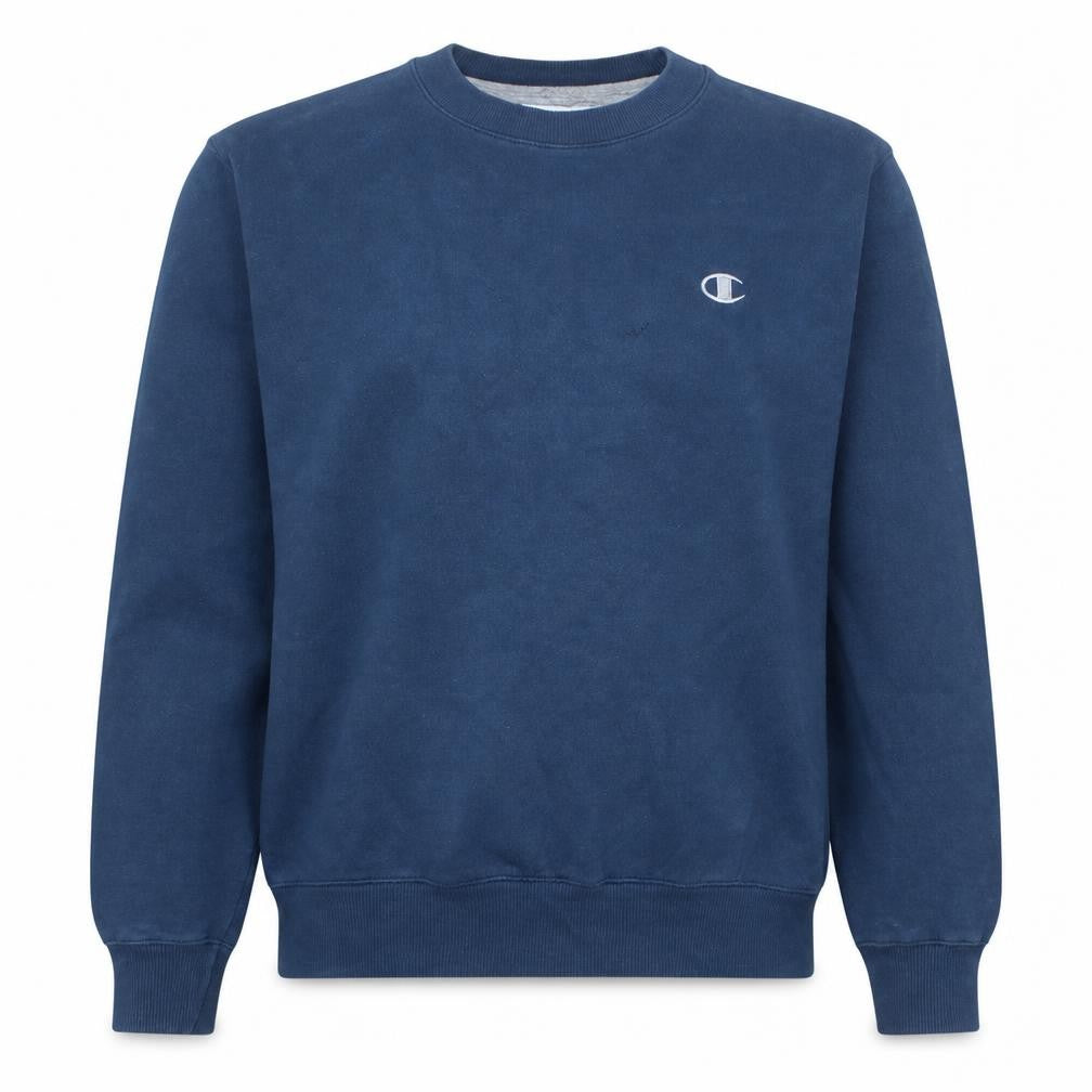 Front view of Champion Men’s Blue Sweatshirt M Crew Neck Pullover Logo Classic