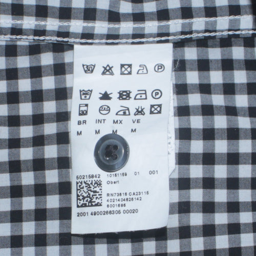 Hugo Boss Men’s Blue Check Cotton Shirt M Regular Fit Long Sleeve