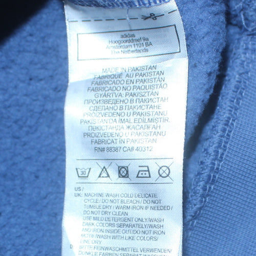 Adidas Mens Blue Pullover Hoodie L Logo Fleece Sportswear