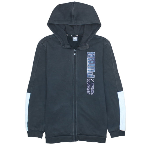 Puma Teens Black Full Zip Hoodie Sweatshirt L 15-16Y Sportswear Logo