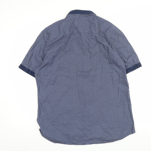 Marks and Spencer Men’s Blue Geometric Button-Up Shirt L Slim Fit