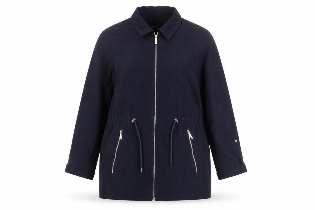 Zara Women Blue Size 14 Mid-Length Basic Jacket with Zip Pockets