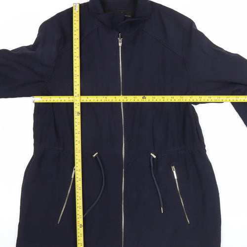 Zara Women Blue Size 14 Mid-Length Basic Jacket with Zip Pockets