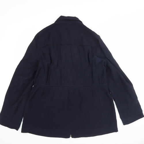 Zara Women Blue Size 14 Mid-Length Basic Jacket with Zip Pockets