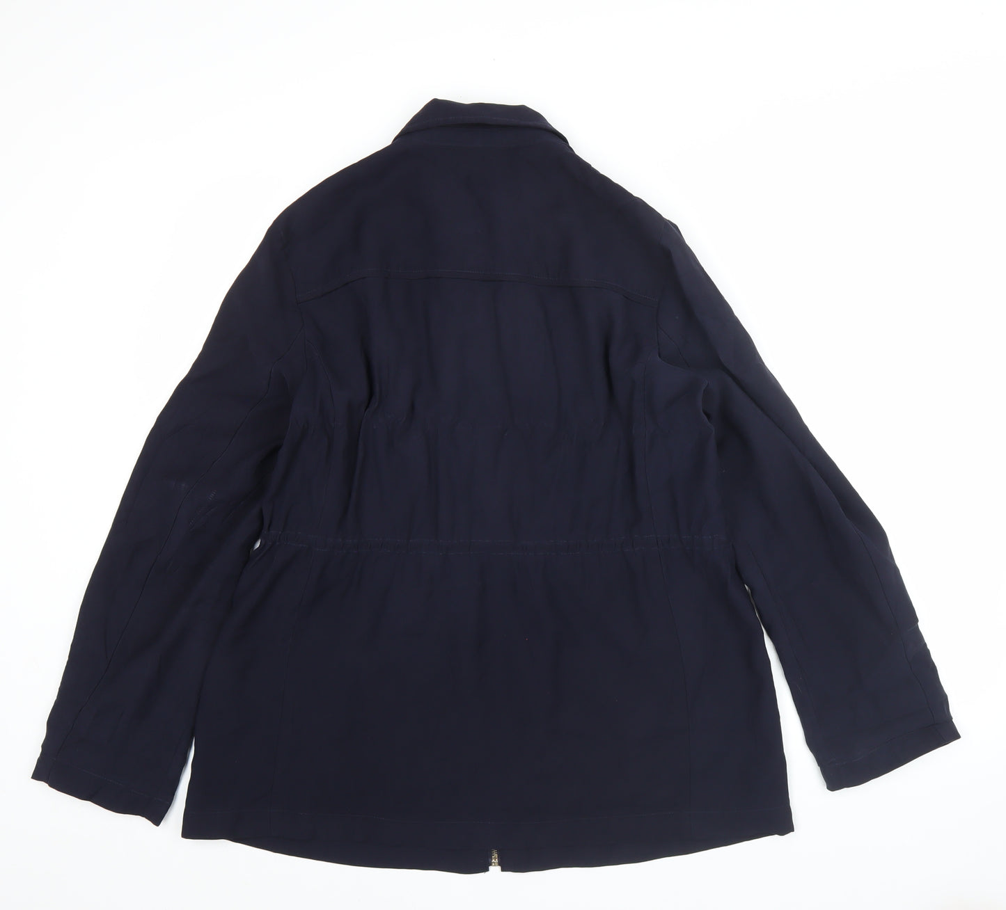 Zara Women Blue Size 14 Mid-Length Basic Jacket with Zip Pockets