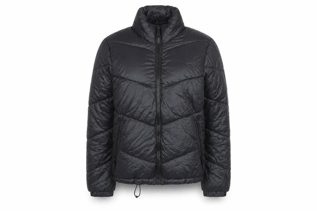 Front view of Primark Women’s Black, size UK 8, Puffer Jacket Quilted Full Zip Winter Coat