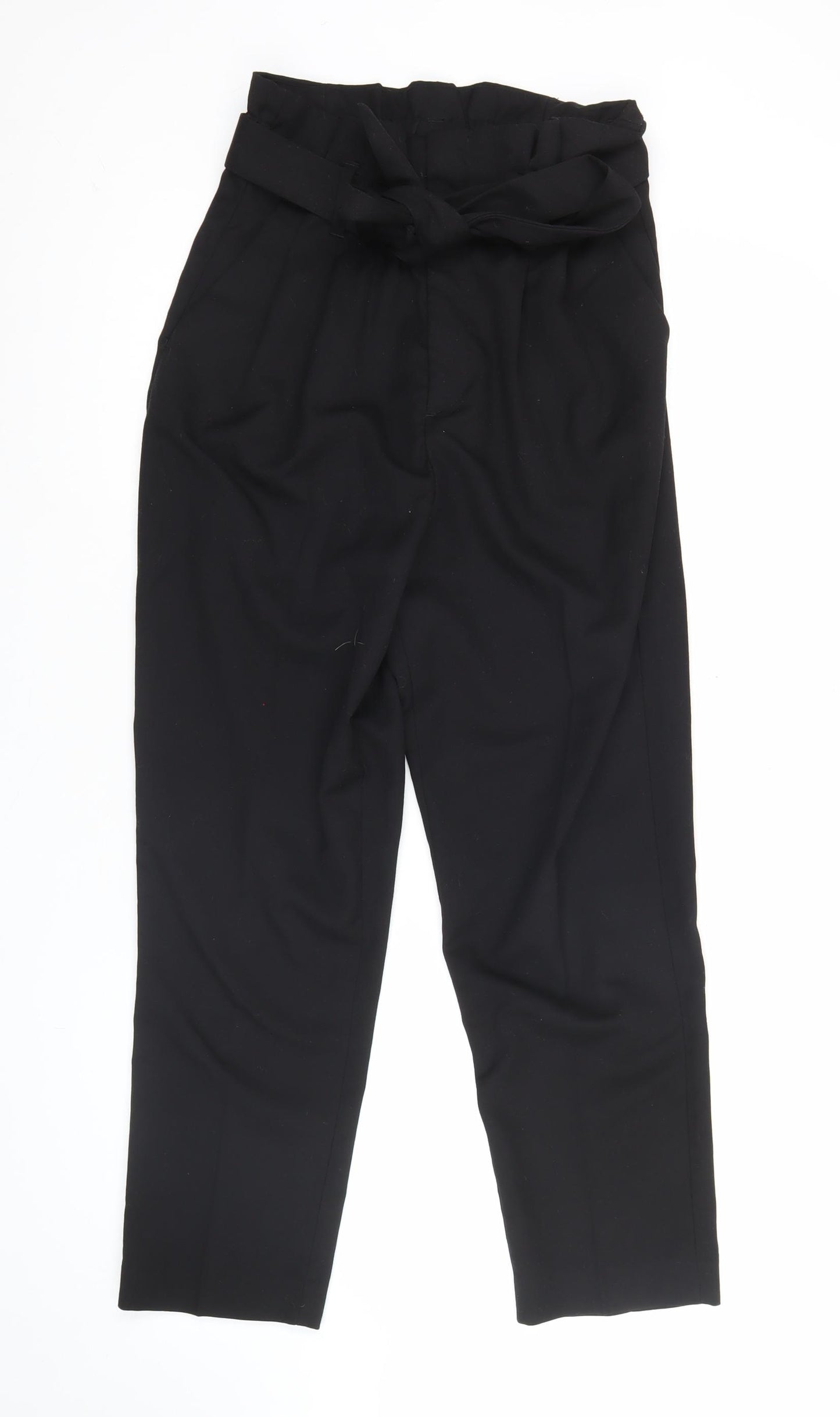 H&M Women’s Black Size 10 Paperbag Tapered Belted Trousers