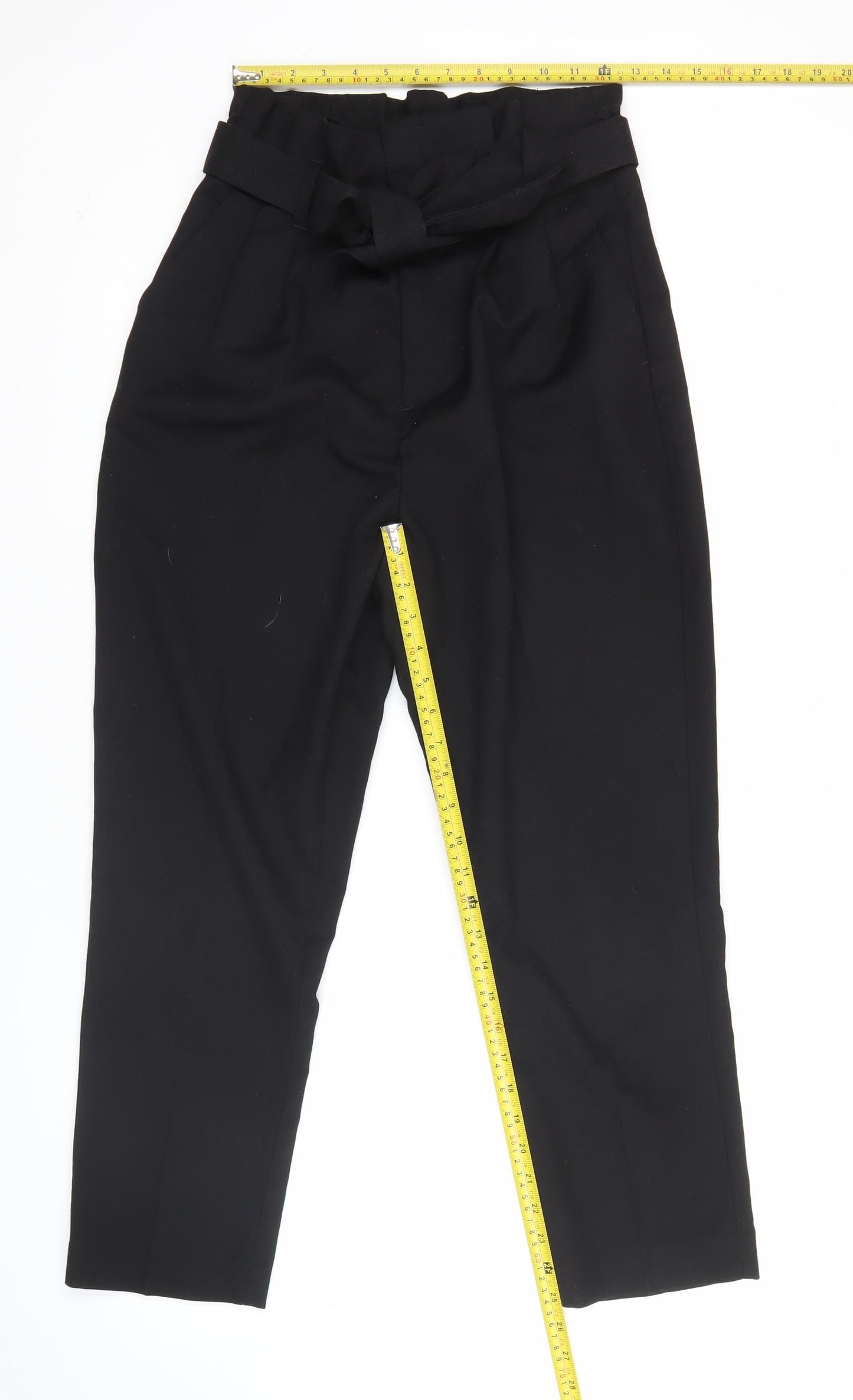 H&M Women’s Black Size 10 Paperbag Tapered Belted Trousers