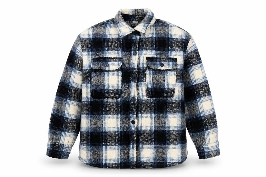New Look Men’s Blue Check Wool Blend Jacket L 42in Retro Winter Casual