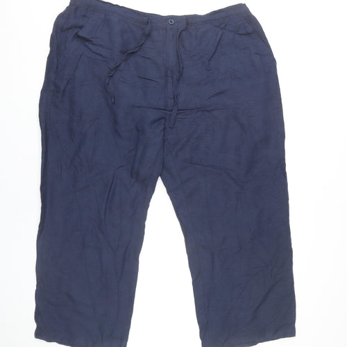 Cubavera Women’s Blue Linen Blend XL Chino Trousers with Pockets