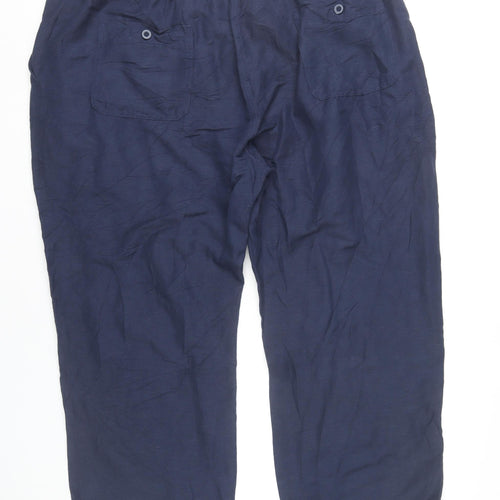 Cubavera Women’s Blue Linen Blend XL Chino Trousers with Pockets