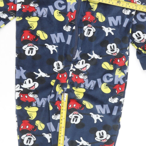 Disney Boys Blue Mickey Mouse Fleece One Piece Pyjamas 5 Years Hooded